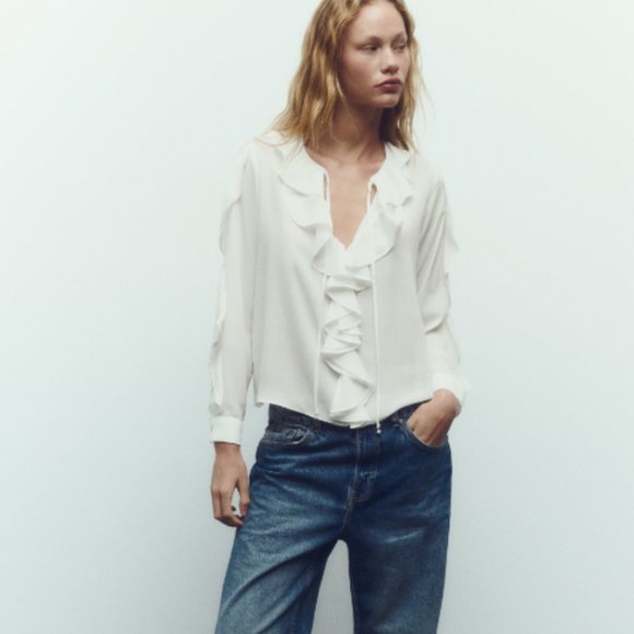 NWOT ZARA Ruffle Blouse - Picture 1 of 3
